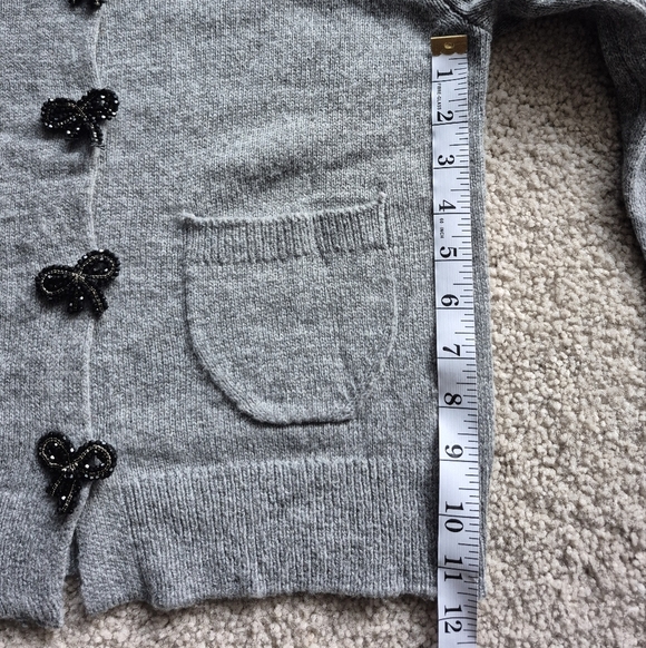 Zara Heather coquette Gray Knit Cardigan with Sequin Buttons and Bows Size Small - Picture 10 of 13